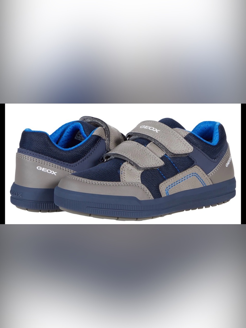 Geox Respira Kids Hook & Loop Sneakers Gray Navy Blue EU 35 US youth 3 Shoes